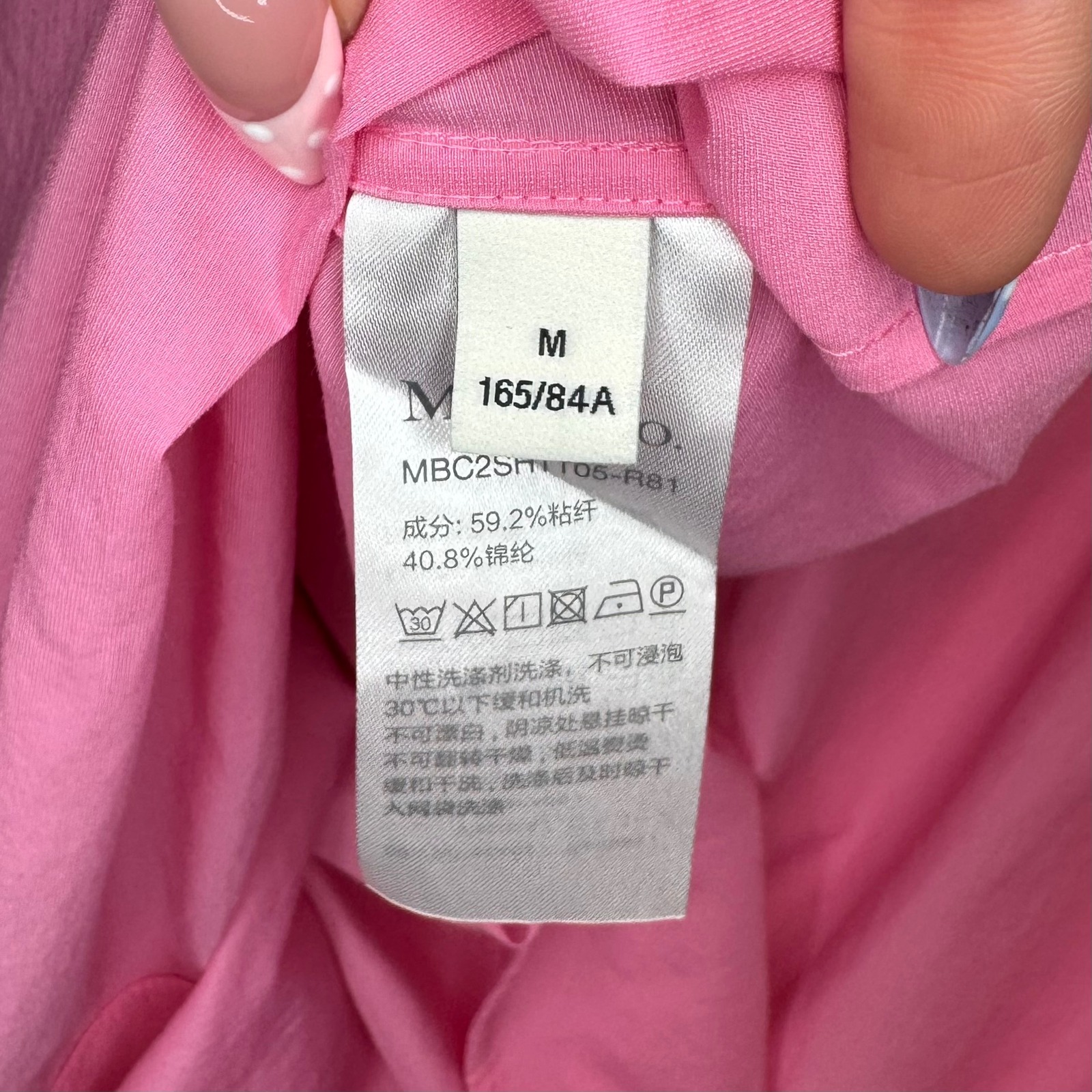 Nwt Mo&Co. Pink Pleated Back Hidden Button Down Shirt Size M — image 4 of 8